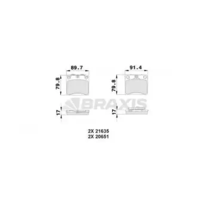 On Fren Balatasi (15"") Transporter T4 Caravelle 90>03 | BRAXIS AA0152 | OEM 701698151A 701698151B 701698151F