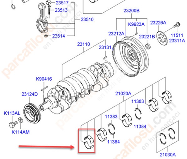Ana Yatak Gezi Ayi Kia Pregio 2.7 - 3.0 96>01 / Bongo 2.7 J2 / Frontier | TAIHO T3003A-STD | OEM 210304X900