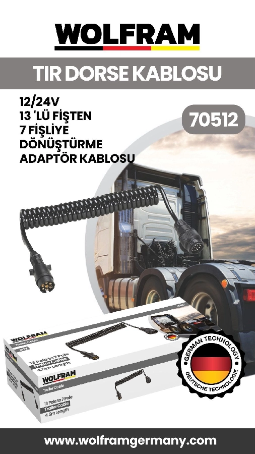 13 Lü Fişten 7 Fişliye Dönüştürme Adaptör Kablosu 12, 24V | OEM 70512