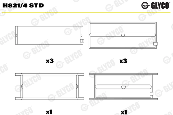 Ana Yatak Std M-Benz OM 401-421-441 Takim | GLYCO H-8214STD | OEM A4015865003 A4030301340 A4030300840