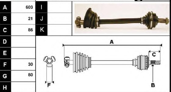 Aks Sol Komple P106 Saxo (Dis Freze:22 Ic Freze:21 Boy: 624MM)TU9 TU1 TU3JP TUD5 (1,0 1,1 1,4 1,5 Dizel) 99> Absli:48 Dis | GSP 299006 | OEM 32722Q 32723Q