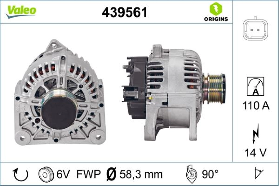 Alternatör 12V 110A Logan Sandero 1,5dCI, Clio 2 1,5DCI Kangoo 1,5 DCI | OEM 439561