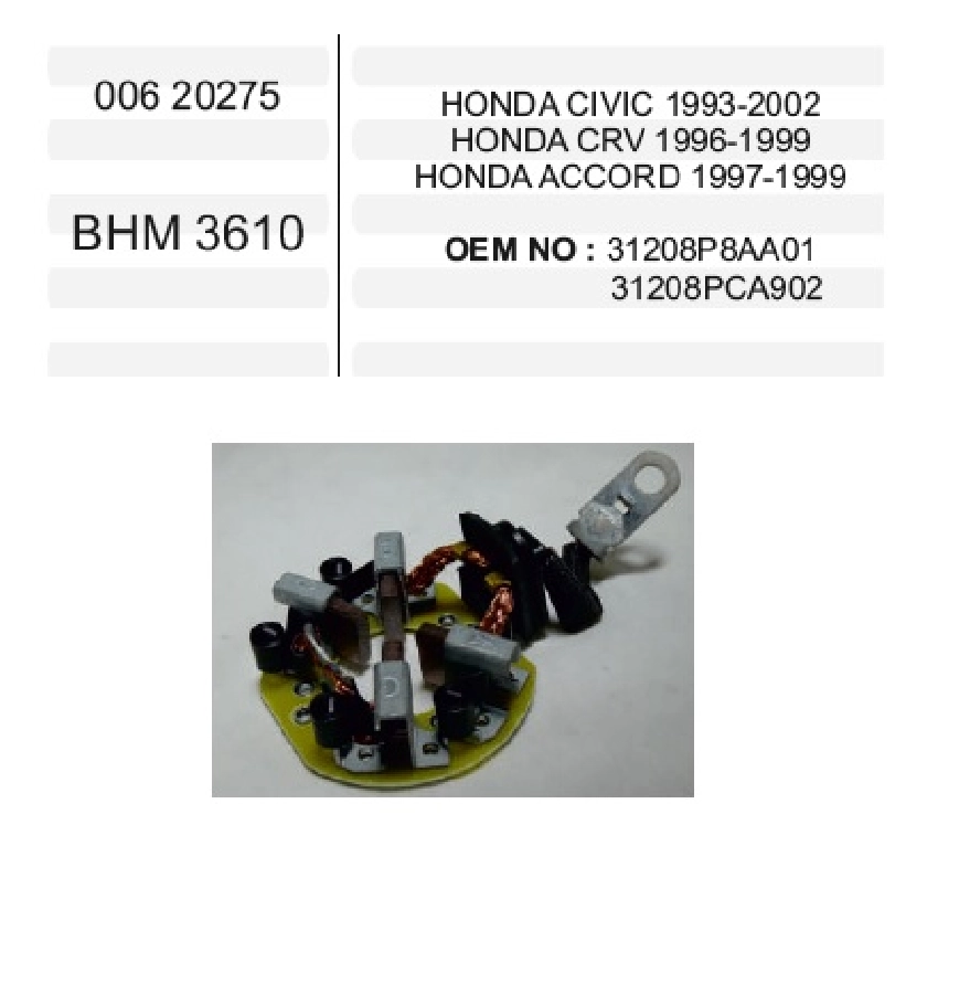 Marş Kömür Yuvası 12V Mitsuba Tipi Honda Accord, Civic 5mmX17mmX16mm | OEM BHM3610