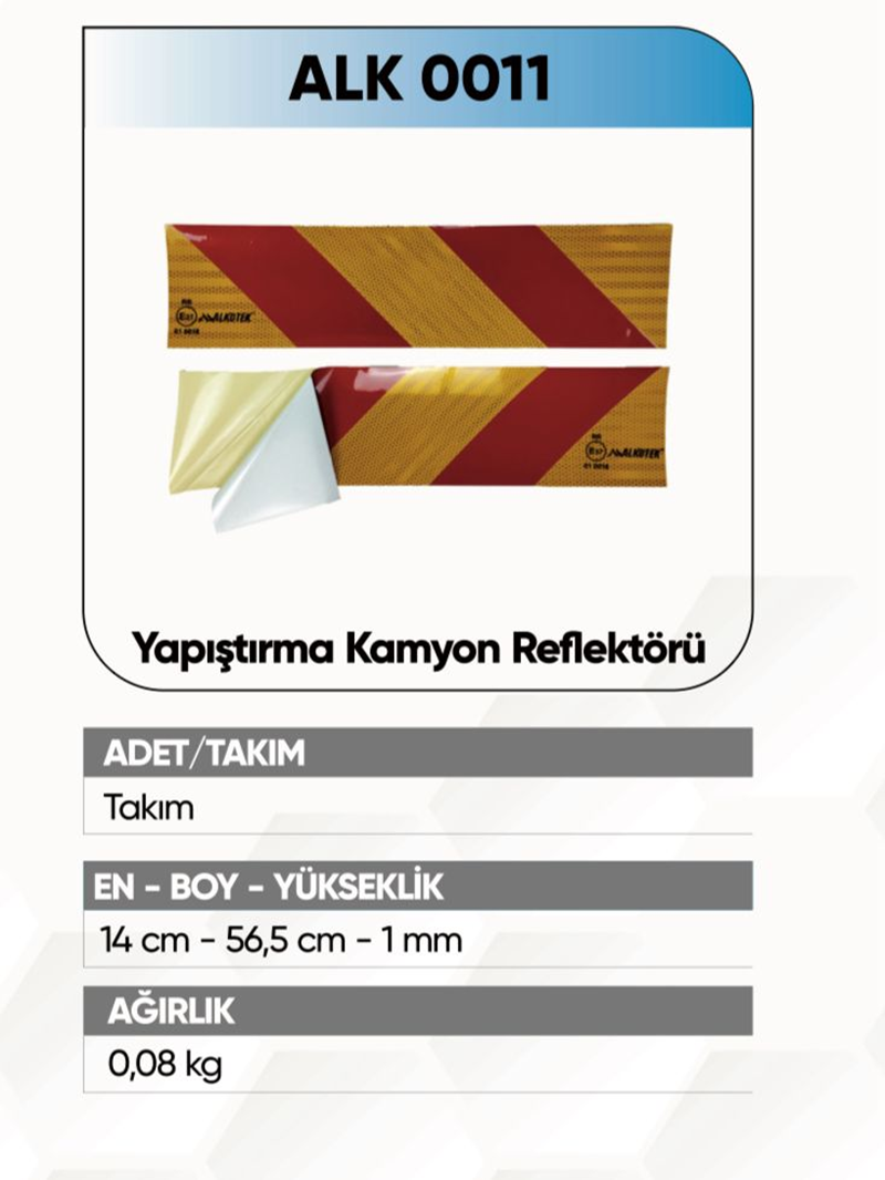 Alkotek Kamyon Arka İşaret Reflektör Yapıştırma Rr
