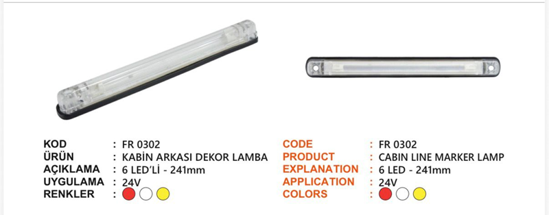 Fr Kabin Arkası Dekor Lamba Kırmızı (23CM)