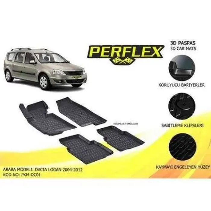 Paspas 3D Havuzlu 10-Mat Logan 2004-2012 | PERFLEX PXM-DC01 | OEM 99