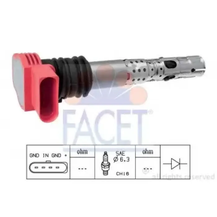 Atesleme Bobini Audi A4 05>08 A6 02>08 A8 04>07 | FACET 9.6336 | OEM 06C905115A 06C905115B 06C905115M