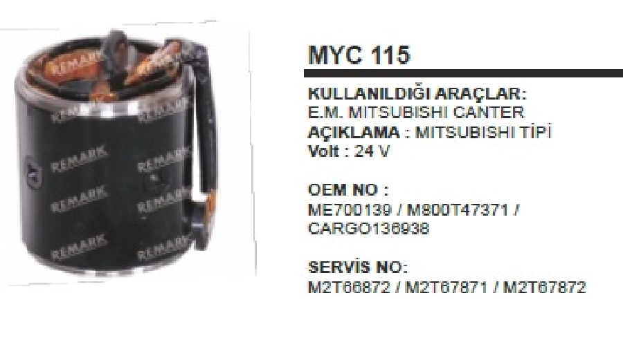 Marş Yastığı + Gövdesi 24V - Mitsubishi. Tipi Canter Eski Model | OEM MYC115