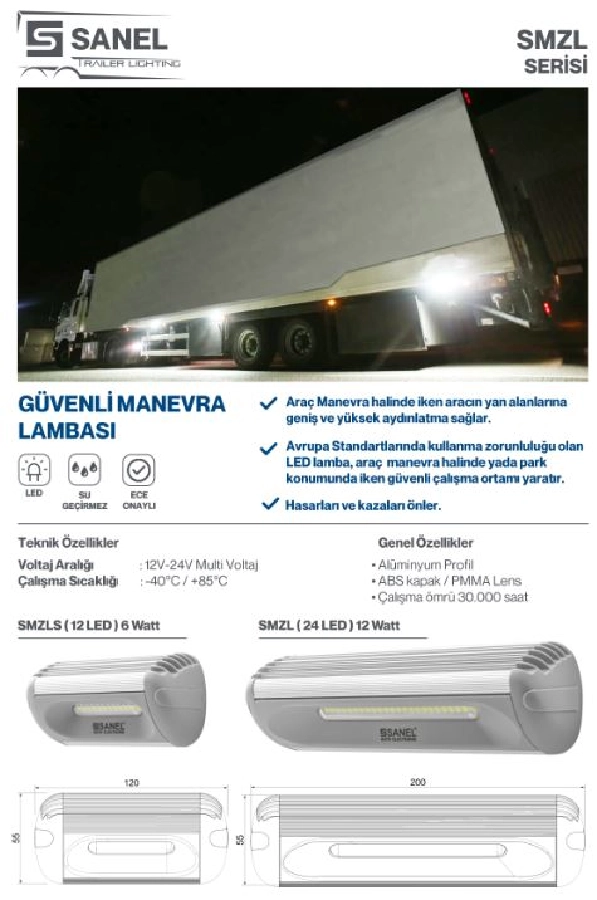 12V, 24V 24 Power LED'li 12W Açýlý Dýþ Aydýnlatma E Onay Su Geçirmez | OEM SMZLG24W