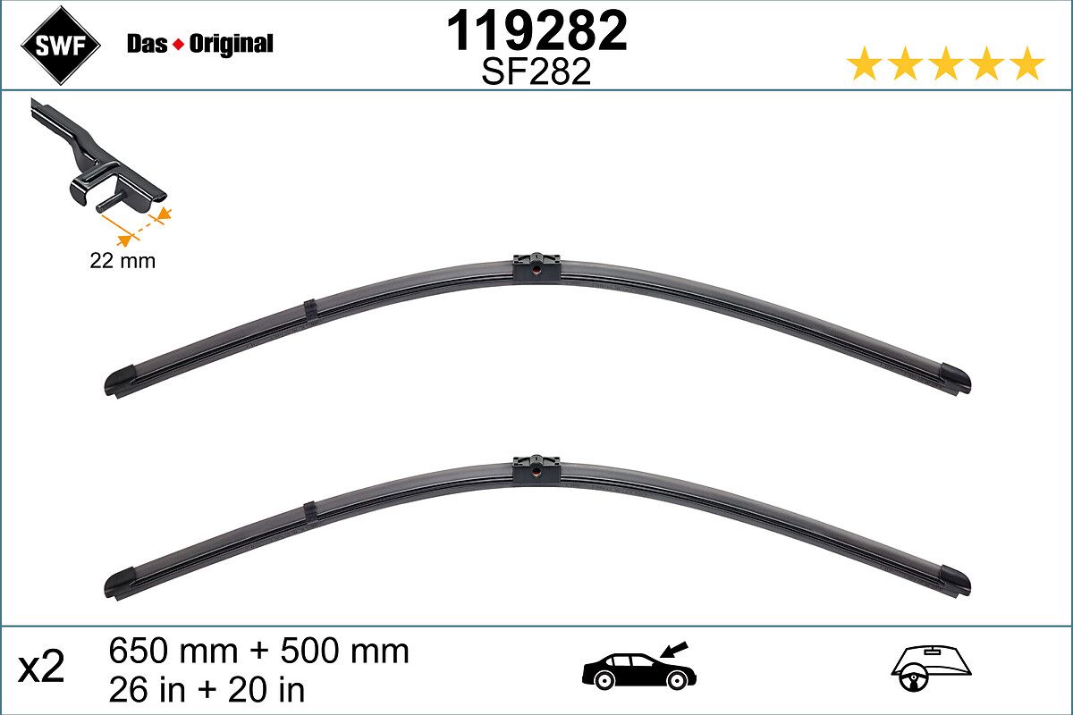 Silecek Supurgesi (X2) Bmw X3 (650+500) / (Swf) | VALEO 119282 | OEM 61612183576