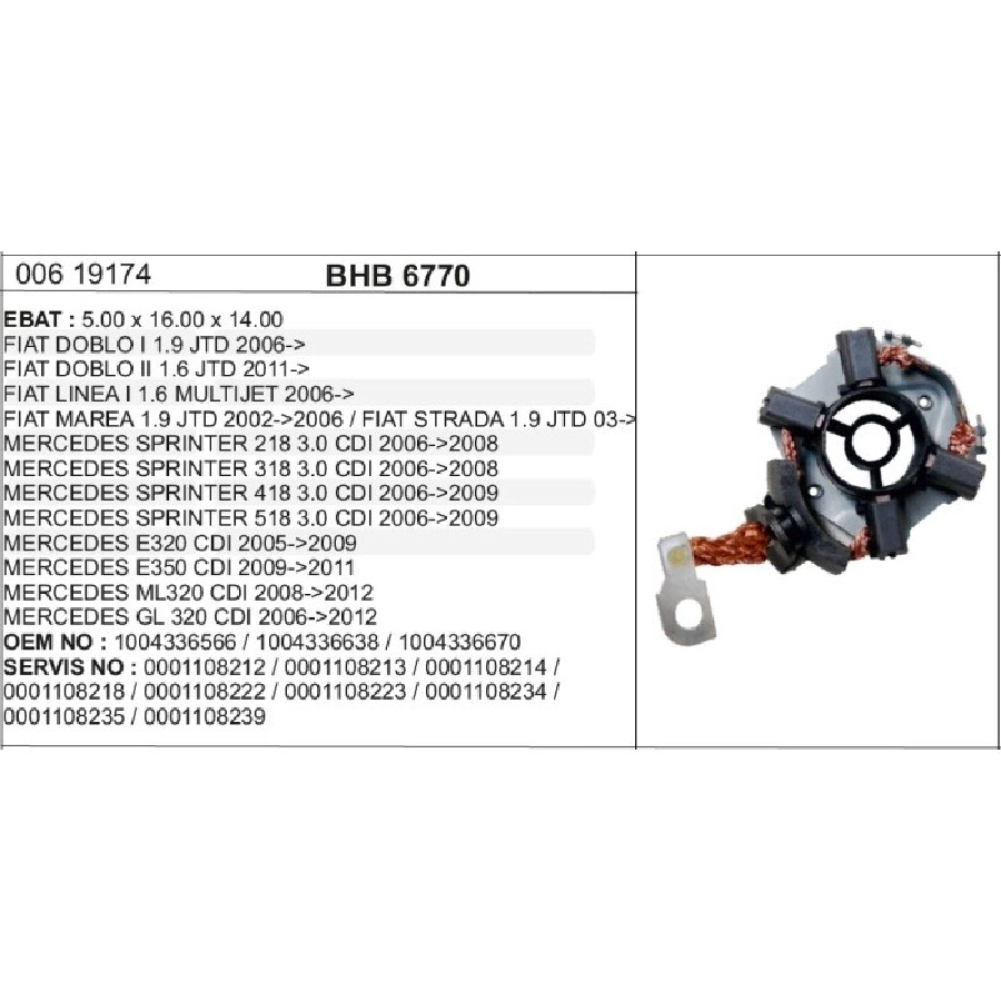 Kömür Yuvası Doblo 2, Linea 1,6 JTD | OEM BHB6770