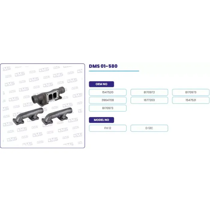 Egzoz Manifoldu Takim Volvo Truck FH12 | DEMOSAN 01-580 | OEM 1547520-8170972-3964706-3964708
