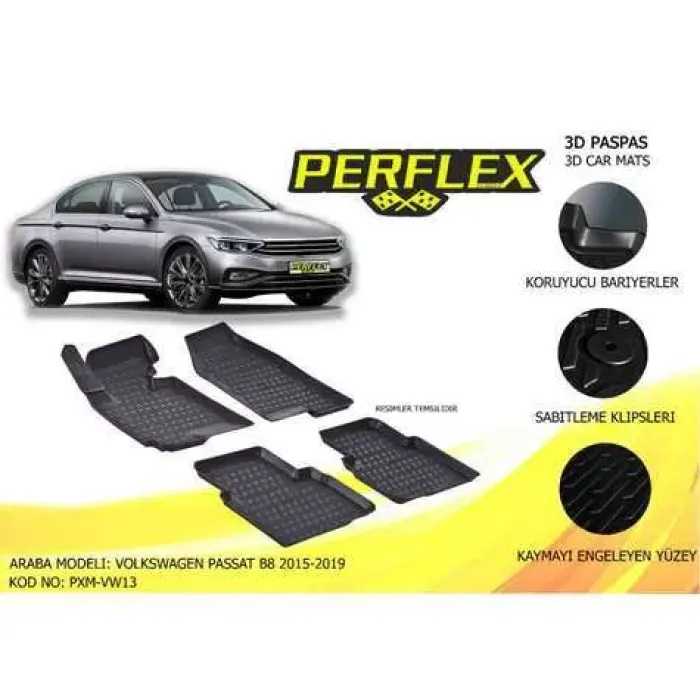 Paspas 3D Havuzlu 10-Mat Passat B8 2015 | PERFLEX PXM-VW13