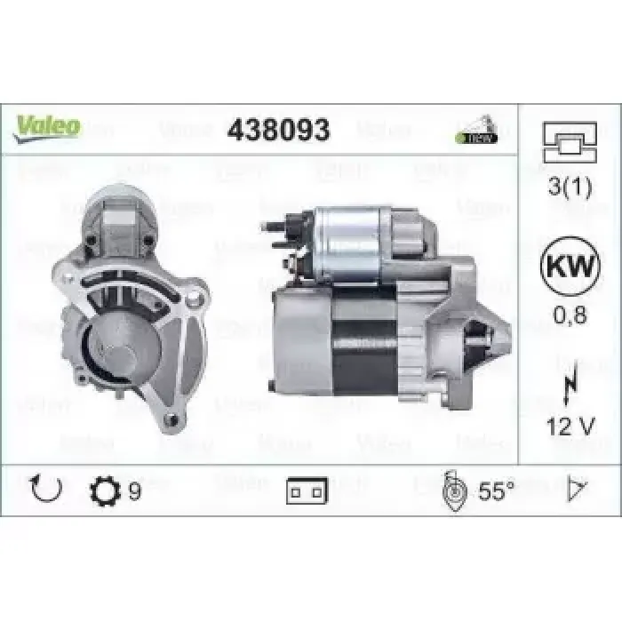 Mars Motoru 12V 9 Dis 0,8KW Berlingo C2 C3 Saxo Xsara P106 P206 P306 P307 Partner 1,4 8V | VALEO 438093 | OEM 5802CR 5802CR 5802M9 5802Q7 5802M9 5802Q7
