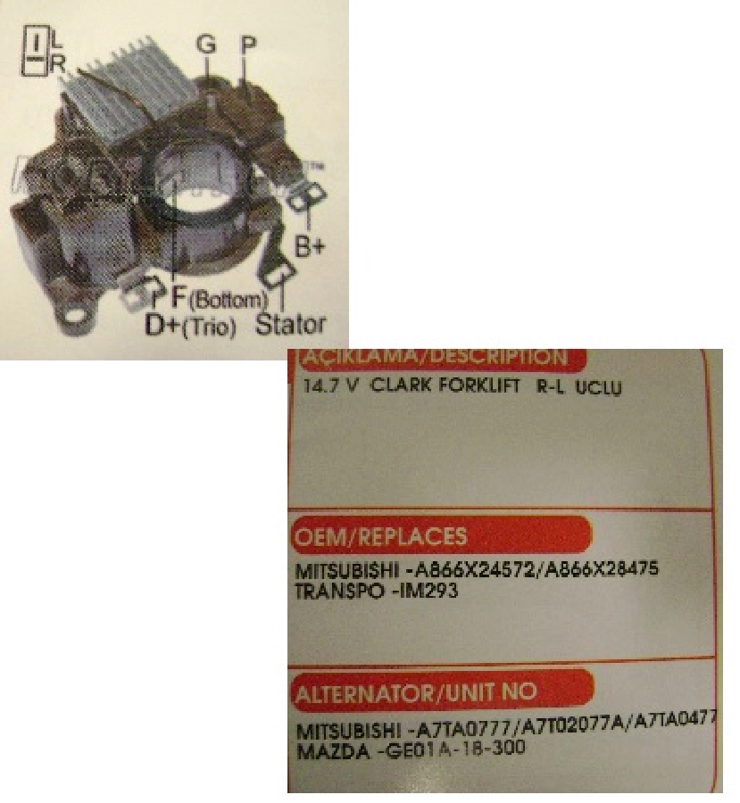 Konjektör Mitsubishi Tip 14.7V Im 293 - Clark Forklift (R, L) | OEM VRH2009-64