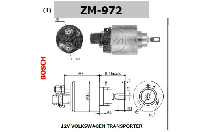 Marş Otom. 12V VW Transporter Yeni Model Carawelle. - Skoda Felıcıa Soketli Tip | OEM ZM-972