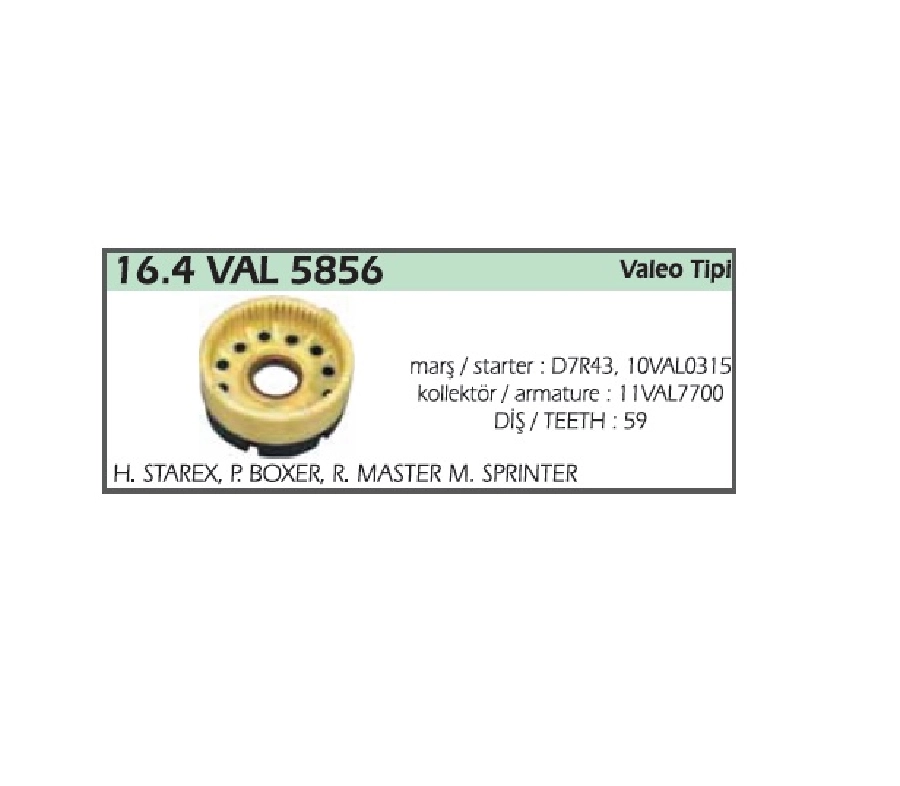 Redüktör Fiberi Valeo Tipi 59D - Hyundai Starex-Fiat Ducato-Peugeot Boxer | OEM 16.4VAL5856