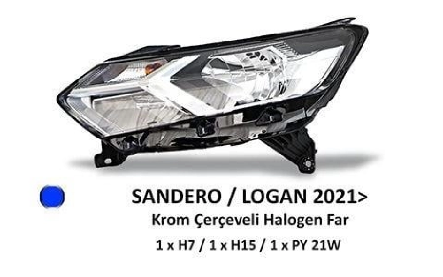 D Sandero-Logan Far Sağ Halojen Krom Çerçeveli Motorlu (2021 ve sonrası ) | OEM 404544
