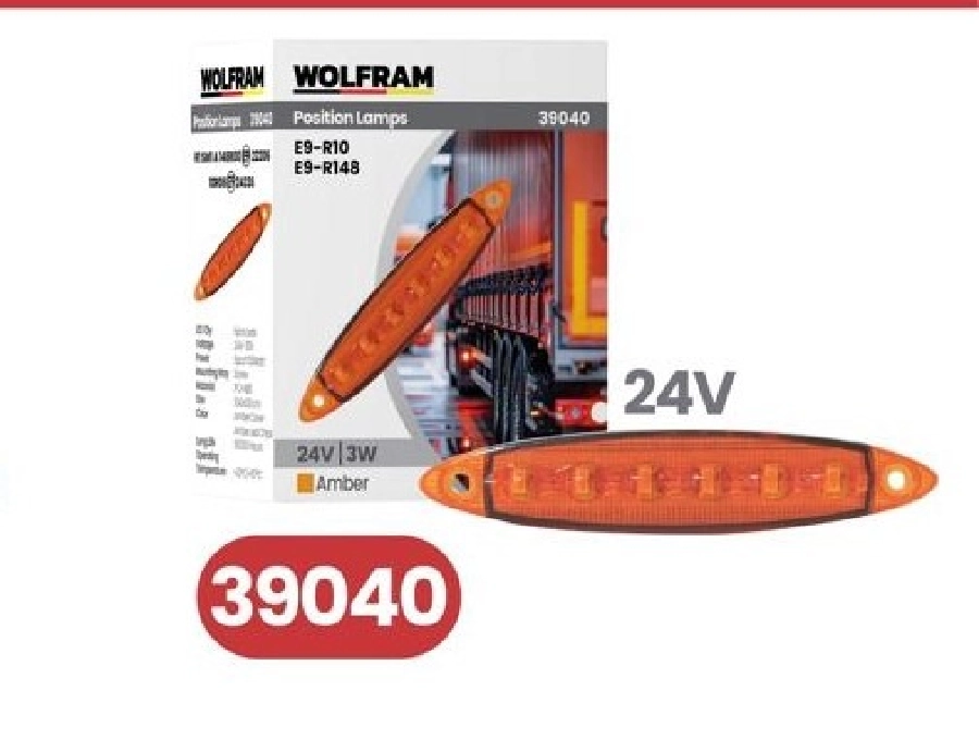Yan Pozisyon Lamba 6 LED Sarı E Belgeli 24V E2W E9 | OEM 39040