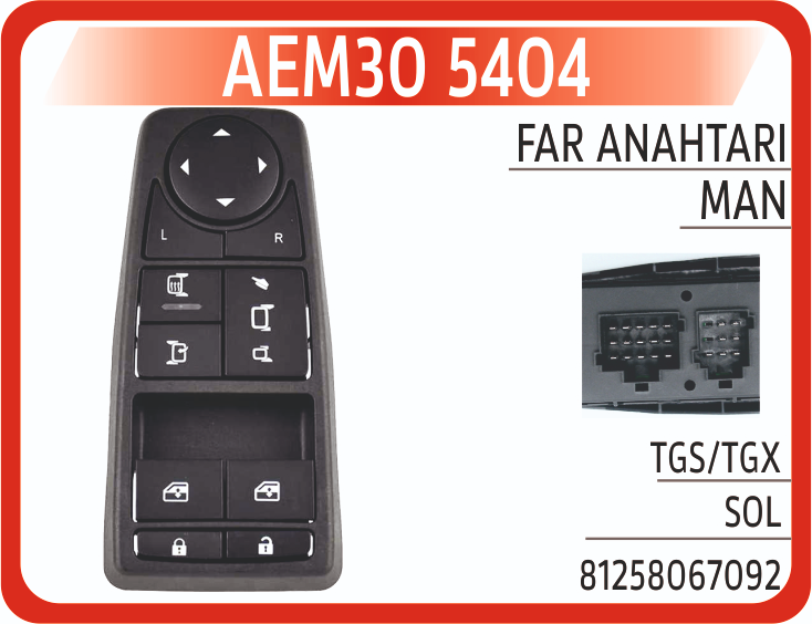 Aem MAN TGS TGX Cam Anahtarı Sol