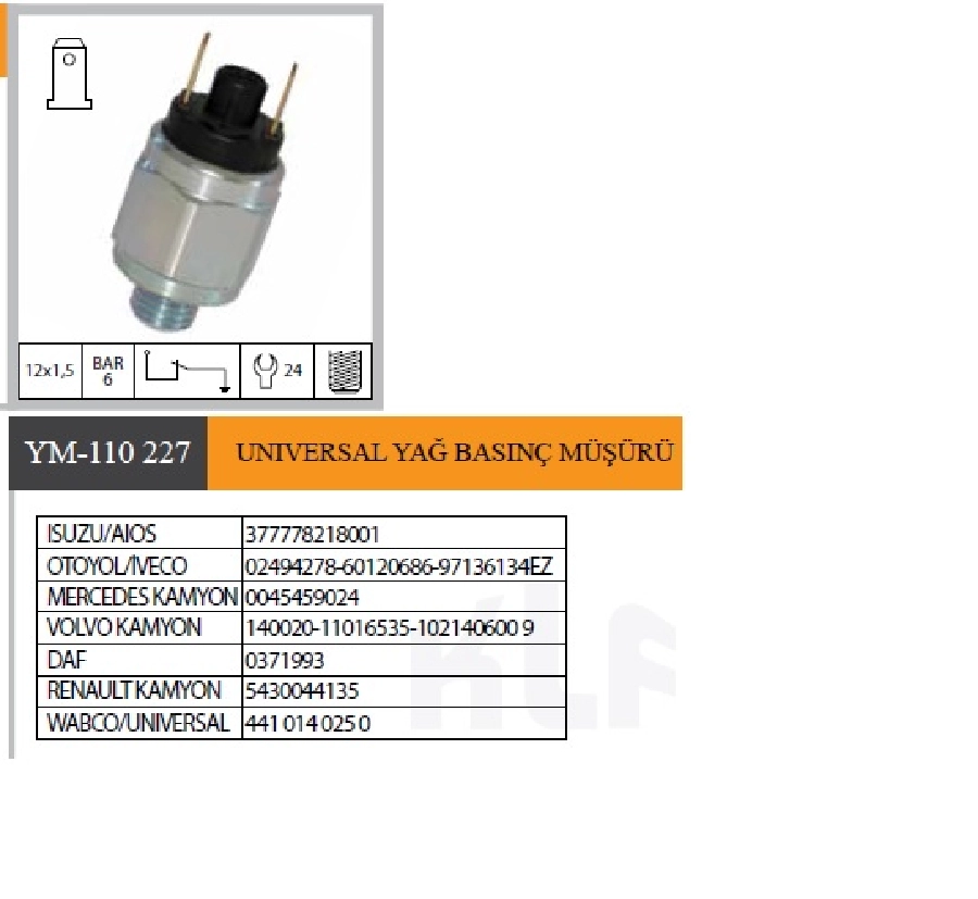 Isuzu, Otoyol, Scania Yağ Basınç Müşürü | OEM YM-110227