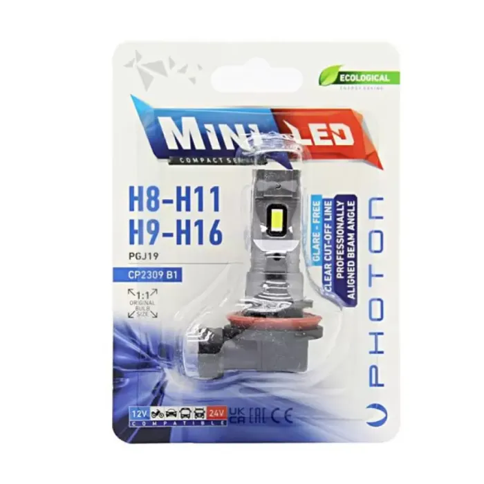 Mini H8/H9/H11/H16 12-24V Compact Led (Tekli Blister) | PHOTON CP2309 B1