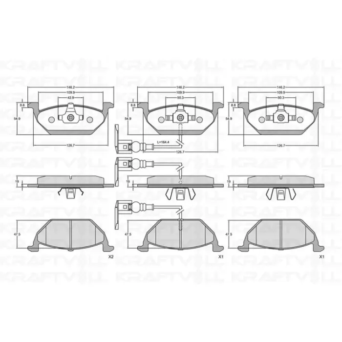 Fren Balatasi On Caddy Altea 04>15 Golf 5 6 A3 Octavia 04>13 Jetta 06>11 Leon 06>13 Toledo 05>09 | KRAFTVOLL 07010437 | OEM 1K0698151J 1K0698151F