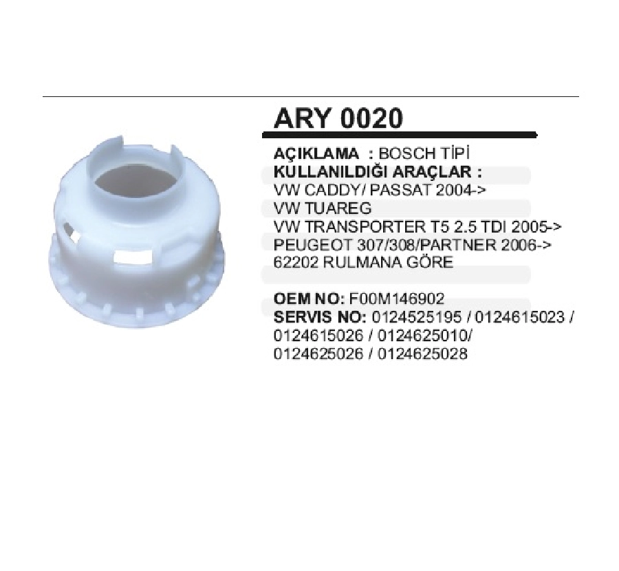 Alternatör Rulman Yuvası - Bosch T Caddy, Passat, Pejo Rulman Yatagı 62202 Rulmana Göreiç Çapı:34,90mm | OEM ARY0020