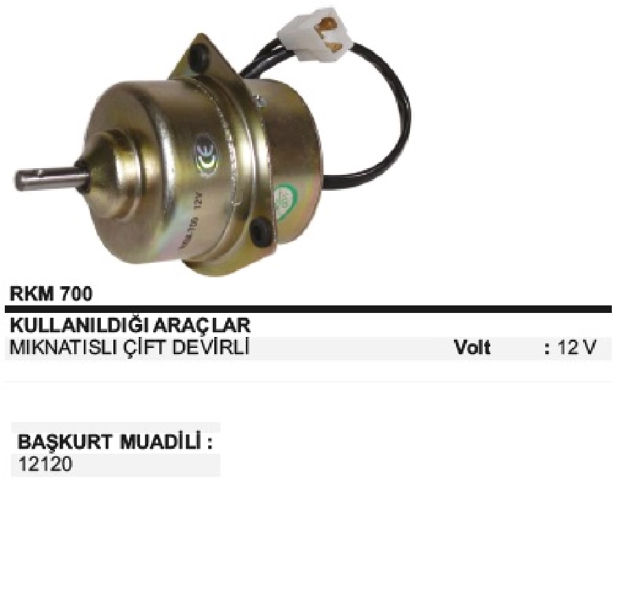 Kalorifer Mot. 12V Mıknatıslı Cıft Devır | OEM RKM700