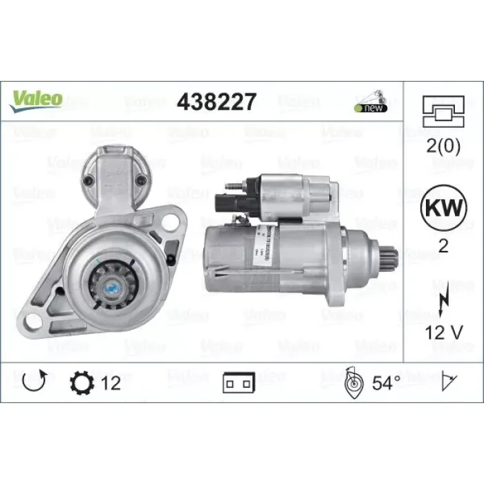 Mars Motoru 12V 2,0KW 12DIS Valeo Tip Altea Ibiza | VALEO 438227 | OEM 0AM911023D 0AM911023D 0AM911023Q 0AM911023Q