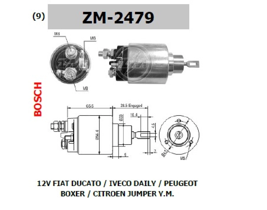 Marş Otom. Bosch Tip 12V Fiat Ducato-Iveco Daily-Peugeot Boxer-Citroen Jumper Yeni Model | OEM ZM-2479