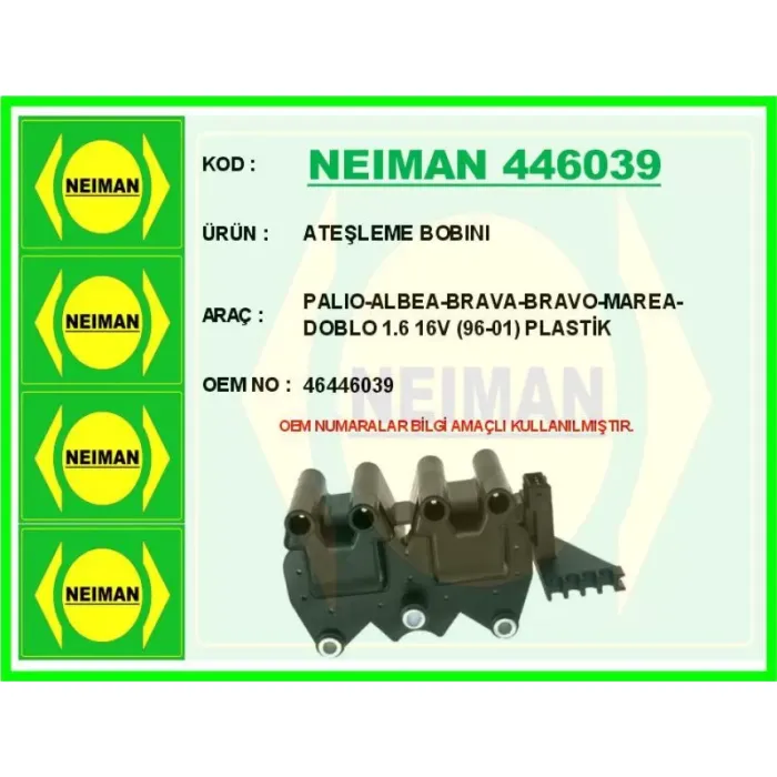 Atesleme Bobini Palio-Albea-Brava-Bravo-Marea-Doblo 1.6 16V (96-01) | NEIMAN 446039 | OEM 46446039