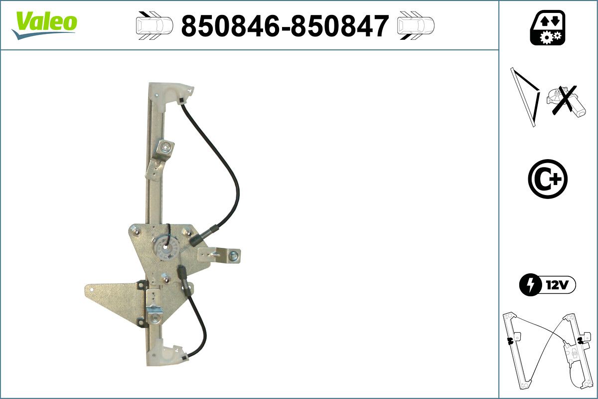 Cam Mekanizmasi Elektrikli Arka Sag P308 1,4 / 1,6 / 2,0 07> | VALEO 850847 | OEM 9224E9