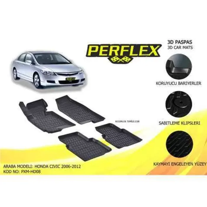 Paspas 3D Havuzlu 10-Mat Honda Civic 2006-2012 | PERFLEX PXM-HD08