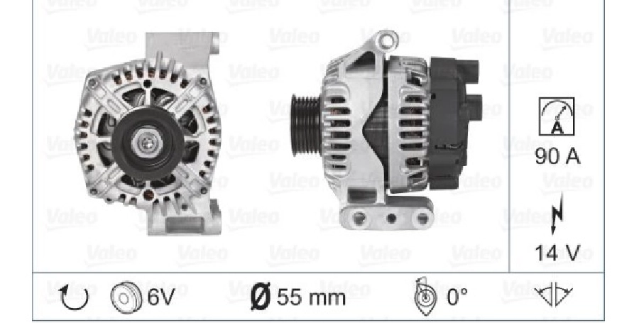 Alternatör 12V 90A Vale Tipi Klimalı Fiat Punto Evo 1.3D - Fiat 500 1.3D Multi JET2007- - 2012, Opel Ast | OEM 51984051