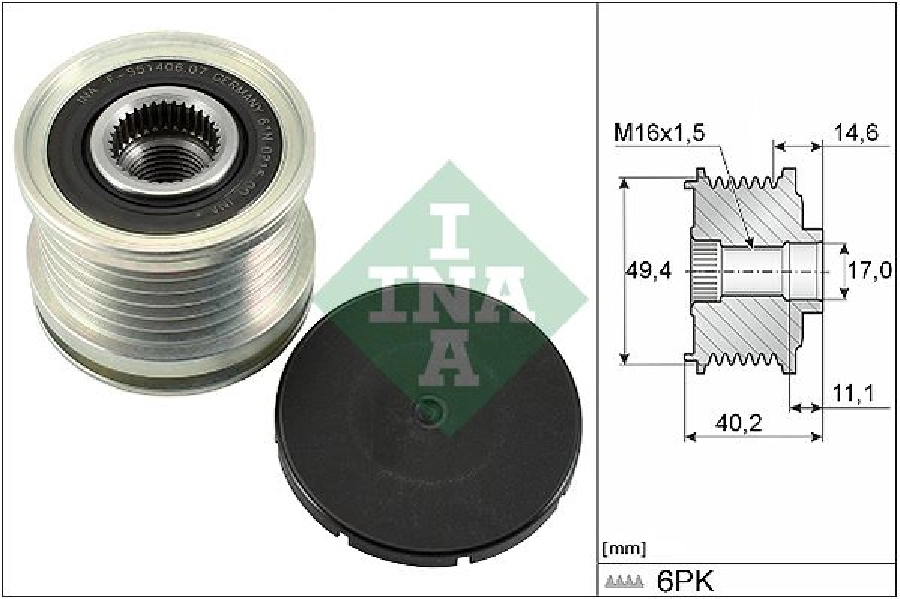 Alternatör Kasnağı Polo-A4-A6-T6-Amarok-GOLF6 1.6-2.0 TDI (Caga-Cdca-Clha-Clhb) VW 045903119A-03G90 | OEM 535012410