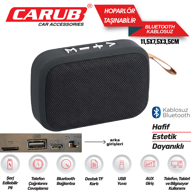 Carub Taşınabilir Kablosuz Bluetooth Hoparlör
