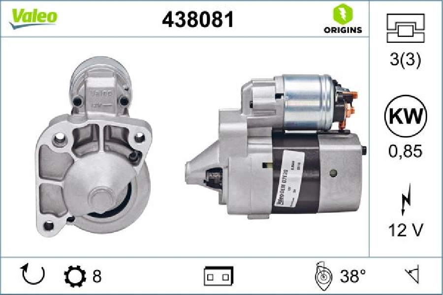 Mars Motoru 12V 8 Dış 0,85KW Logan Sandero Kango Clio I Megane I 1,4, 1,6 98 | OEM 438081