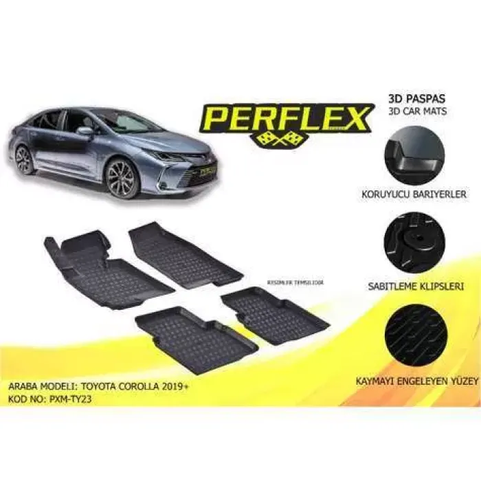 Paspas 3D Havuzlu 10-Mat Toyota Corolla 2019-> | PERFLEX PXM-TY23
