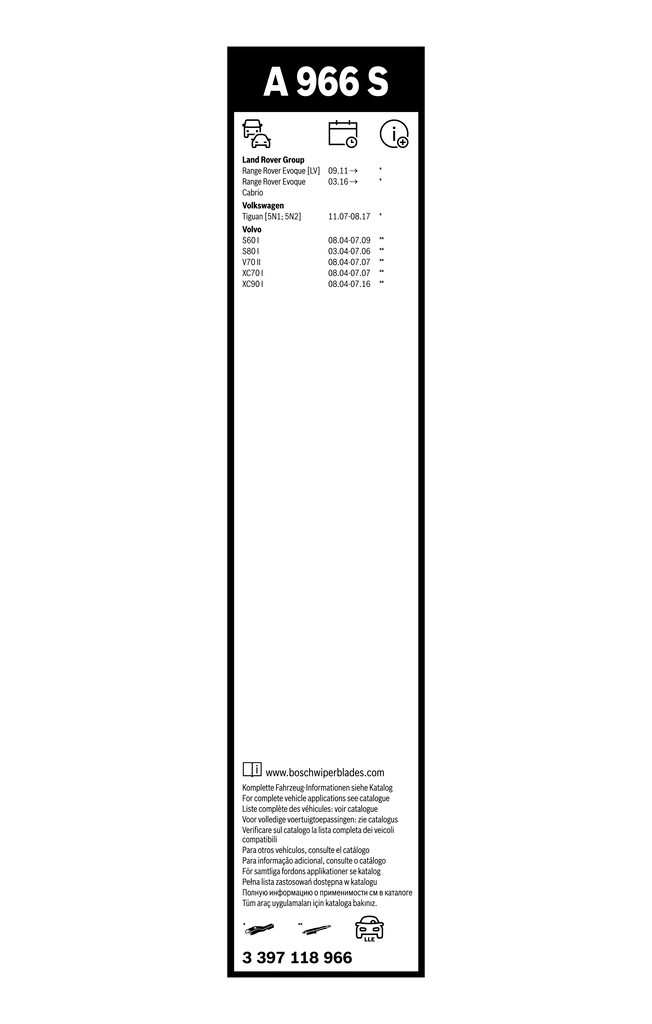 Silecek Supurgesi Takim Aerotwin [600 / 530 MM] | BOSCH 3397118966 | OEM VOL 30753270 30753270