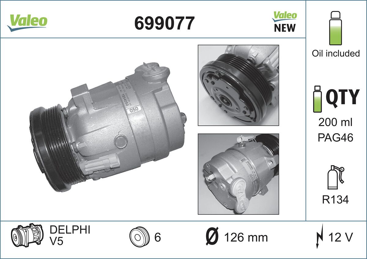 Kompresor Opel Omega B | VALEO 699077 | OEM 1135106 1854145 24432574