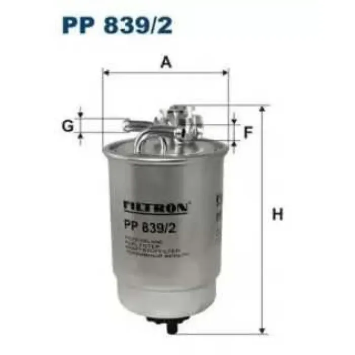 Yakit Filtresi (Mazot) Caddy II 1,9 95 04 Polo III 1,9TDI 94 01 | FILTRON PP 839/2 | OEM 6N0127401A 6N0127401A 6N0127401C 6N0127401R 6N0127401C 6N0127401R