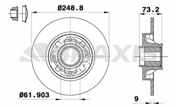 Arka Fren Disk Aynasi P308 Sw P308 Coupe C4 (B7) / (Tek Teker Icin) / (DIAM:249 Ep 9) / (Hava Sogutmasiz) | BRAXIS AD0134 | OEM 4249.66