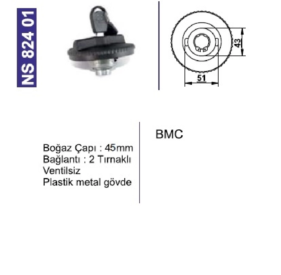 Depo Kapağı - Tm 30 (Eski Model) Mazot Depo Kapağı M4C 7058-1 Kilitli | OEM NS82401