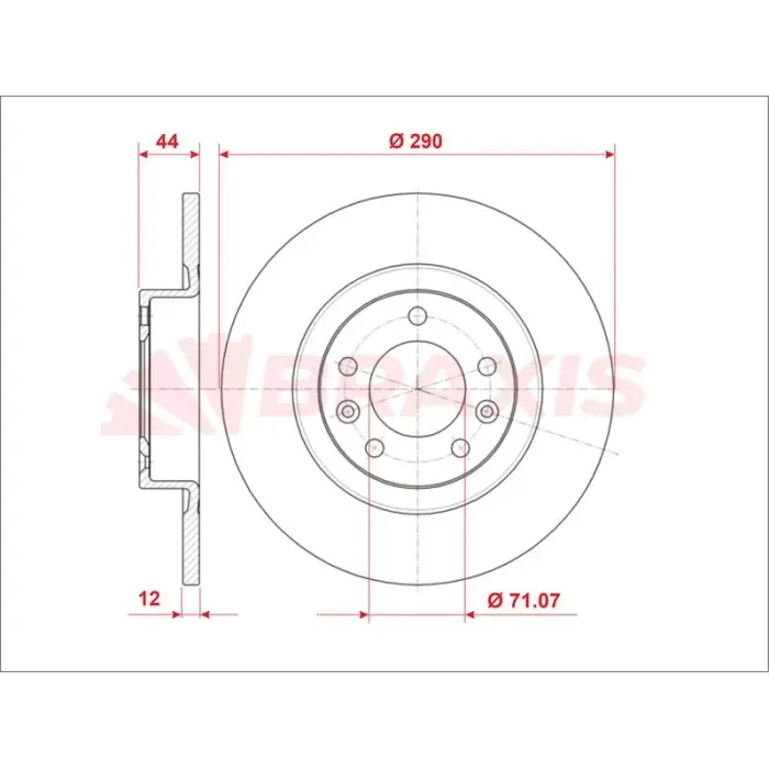 Fren Diski Arka 508 10> Duz 289.7MM | BRAXIS AE0811 | OEM 4249G2