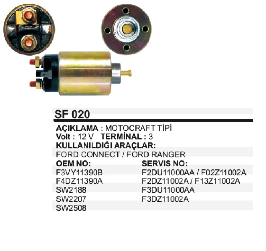 Marş Otom 12V Motograf - Escort-Connect-Mondeo-Ranger-Focus Fişli 4 Delik | OEM SF020