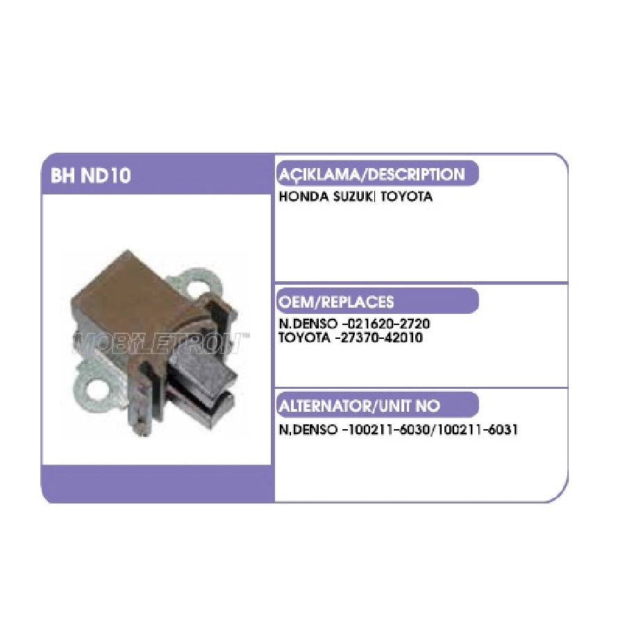 Alternatör Kömür Yuvası 12V Denso Honda, Toyota 90-120A. JAAX35 Caterpillar Honda Komatsu Land Rover Toyota | OEM BHND10