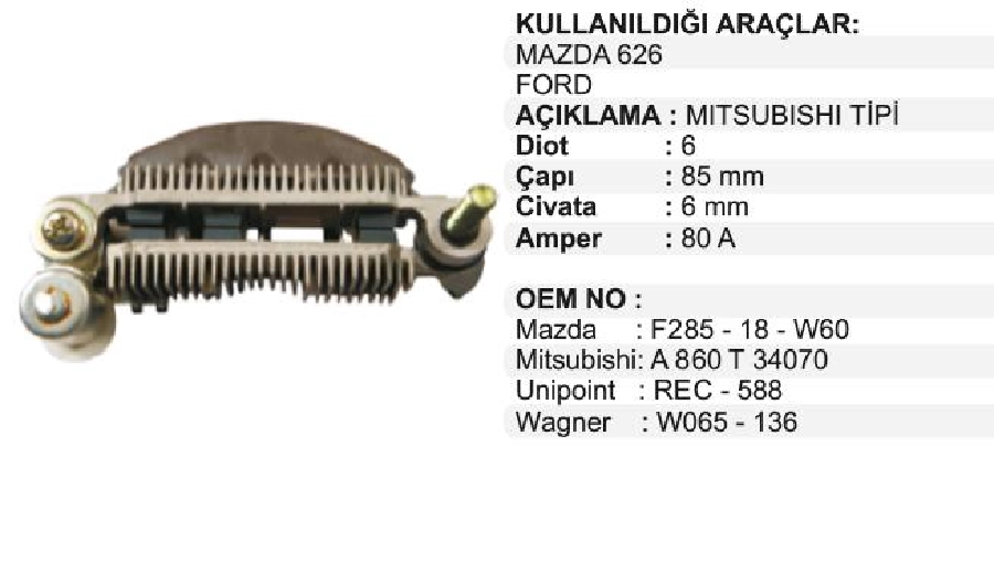 Diyot Tablası Mazda 626 Binek | OEM VMR8546