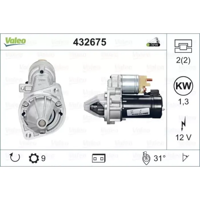 Mars Motoru (12V 1,2KW 9 Dis) W203 02>07 CL203 01>04 C208 97>00 W210 95>00 W163 98>05 Vito 638 97>03 Sprinter 95>06 | VALEO 432675 | OEM A0041518101