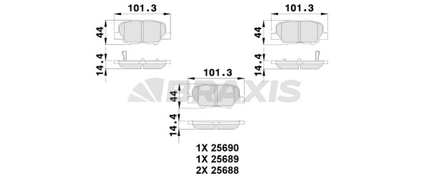 Arka Fren Balatasi Mitsubishi Asx 12-> Outlander 2 12-> Mazda 6 13-> Citroen C4 12-> | BRAXIS AB0240 | OEM 4605A502 1609899680 4605B070 4605B071